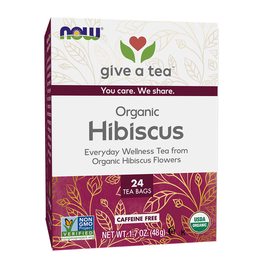 NOW Foods Real Tea Organically Hip Hibiscus Tea Bags, 24 Ea